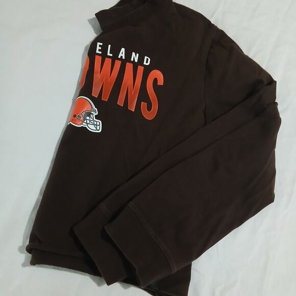 NFL Team Apparel Small CLEVELAND BROWNS Crop Long-Sleeved Stretch Thick-Knit Top - Picture 9 of 11